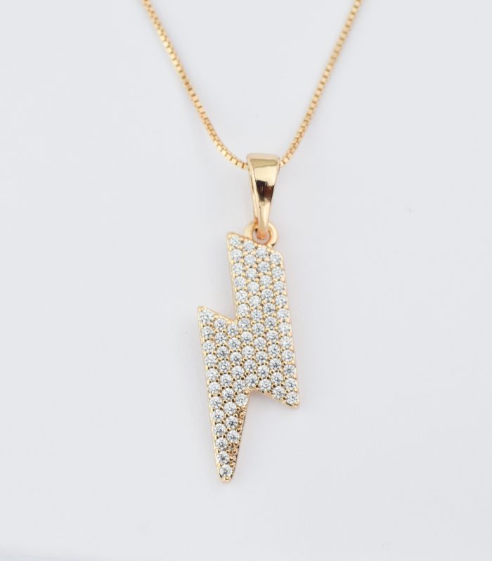 Gold Renk Şimşek Kolye 45cm