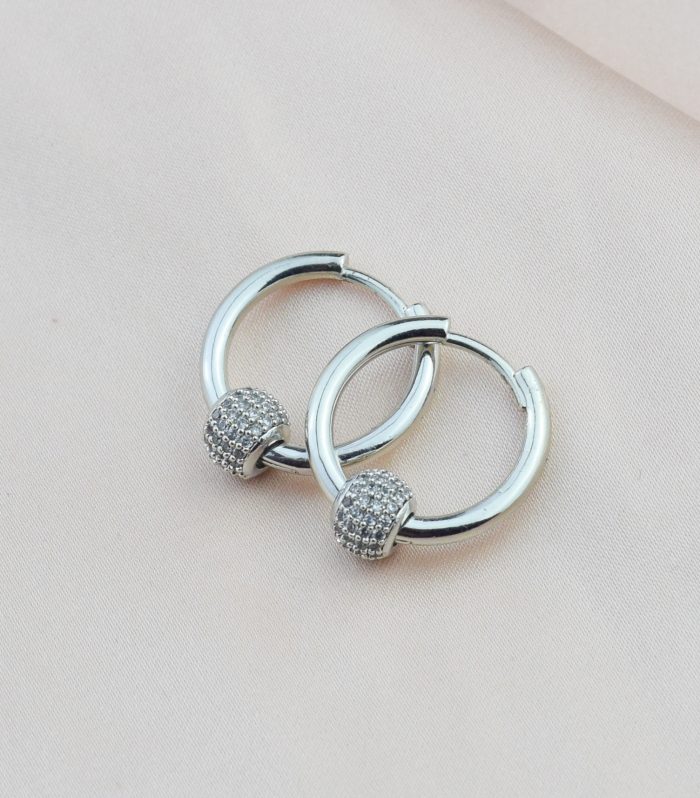 Gümüş Renk Toplu Gümüş Renk Küpe 20 mm