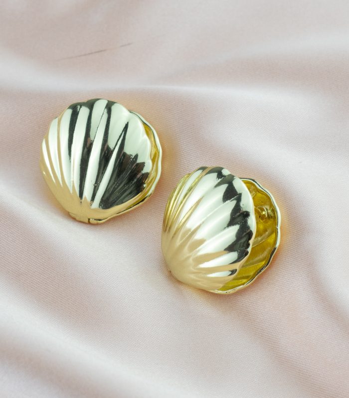 Deniz Kabuğu Gold Renk Küpe 25mm
