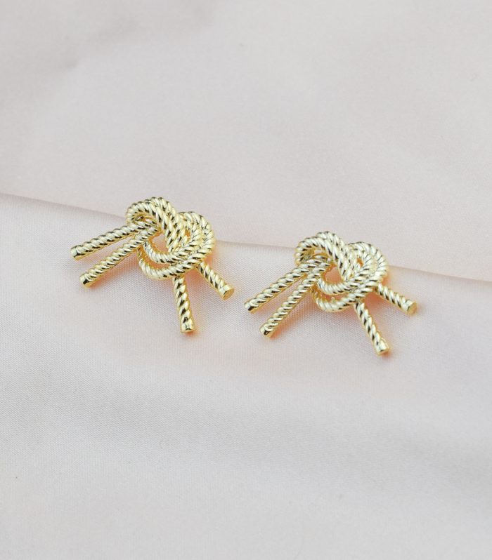 Gold Renk Hasır Düğüm Küpe 20mm